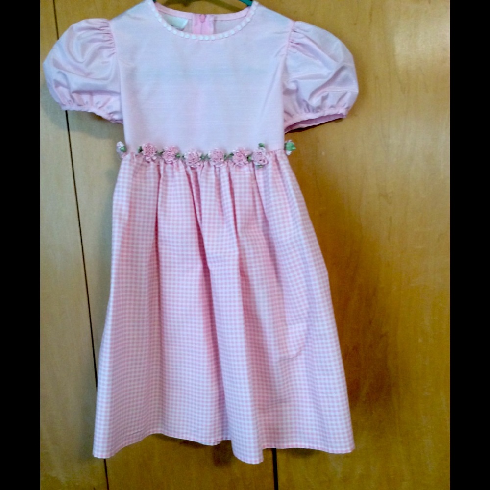 Little girls pink check Dress.
